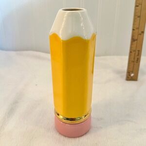 Teleflora Pencil Bud Vase Yellow Excellent Ceramic Teacher Gift Decor Holiday
